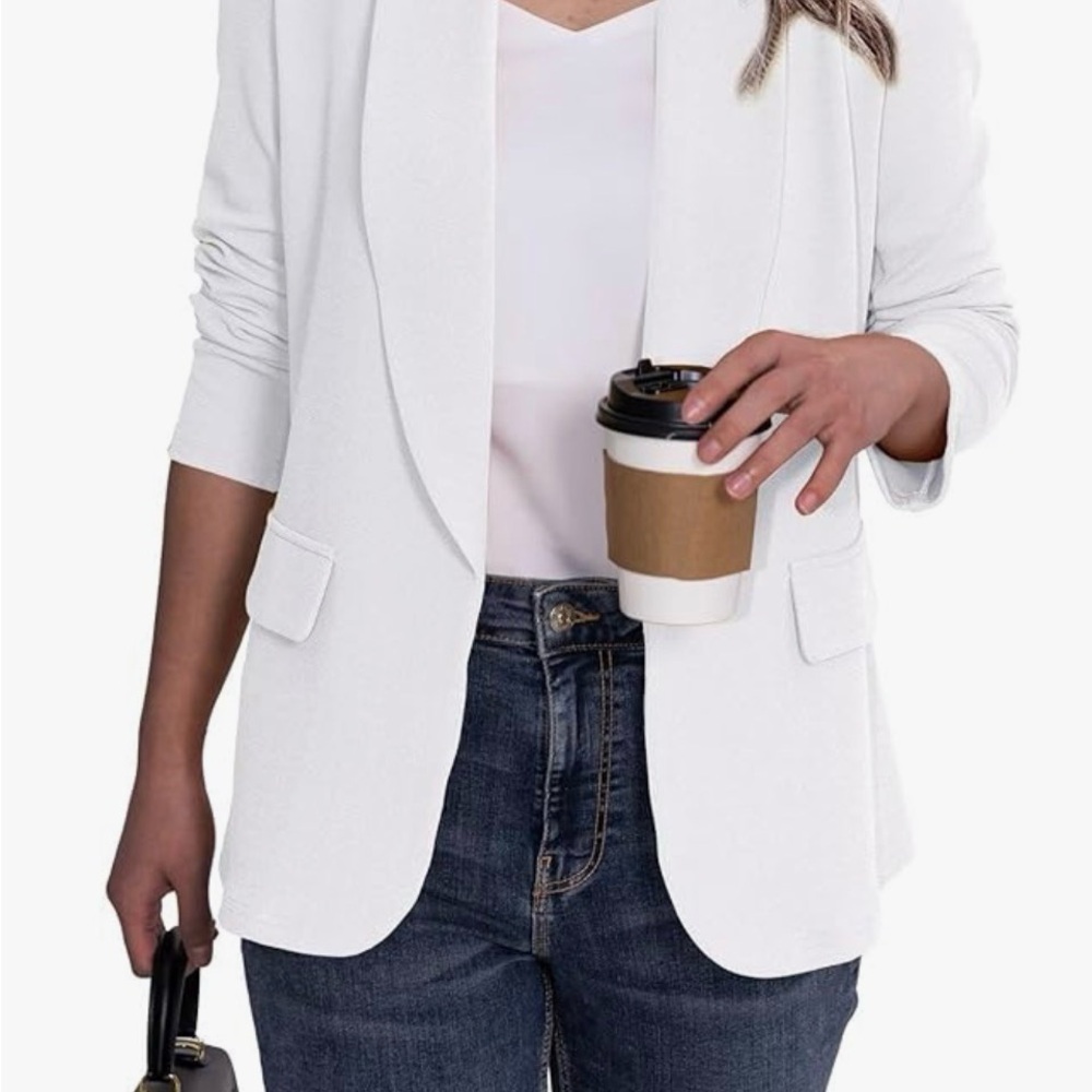 Women’s White Open-Front Blazer Jacket by